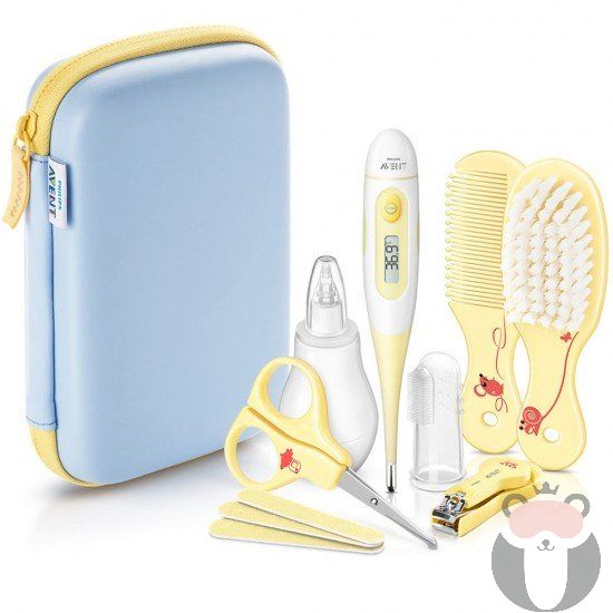 Комплект Грижа за бебето Philips AVENT SCH400/30 с 10 принадлежности за хигиената и здравето на бебето в красив несесер