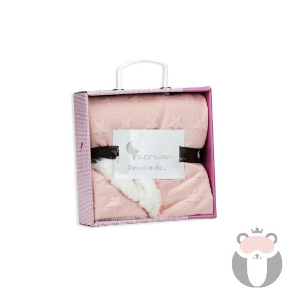 Interbaby бебешко двулицево одеяло 80х110см Pink Stars