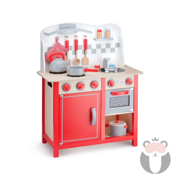 Детска дървена кухня в червено - Лукс New classic toys