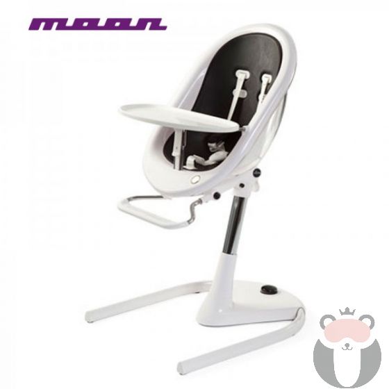Mima Мултифункционален детски стол за хранене с бяла рамка Moon, Black
