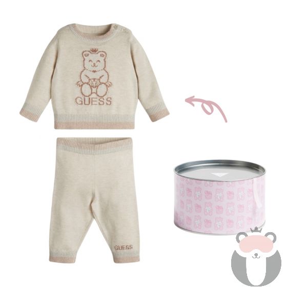 Guess Бебешки плетен комплект за момиче Bear с подаръчна кутия