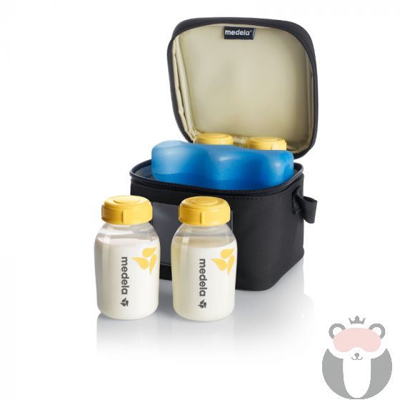 Medela Комплект Cooler Bag - хладилна чанта с четири шишета и акумулатор