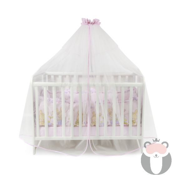 Балдахин за бебешка кошара от тюл, 480/150 см - Розово, Lorelli