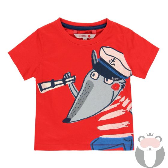 Boboli детска червена памучна тениска за момче Saint Martin 