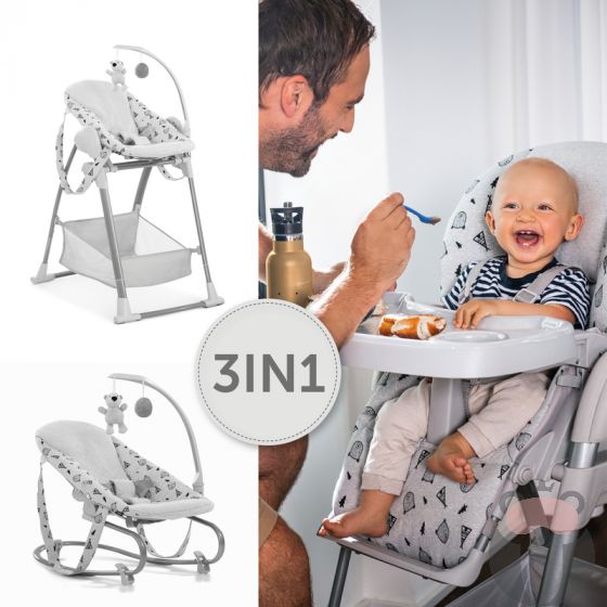 Детски шезлонг, модул и стол за хранене Hauck Sit`n Relax 3в1, Nordic Grey