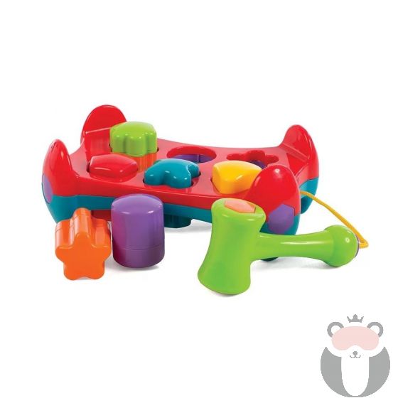 Активна играчка с форми за подреждане и чук от серията Playgro +LEARN за деца 12-36м