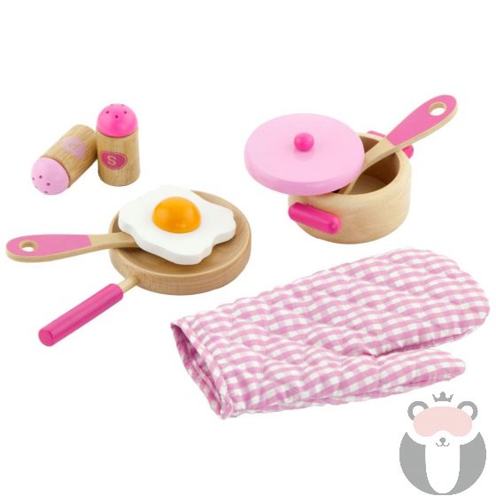 Детски дървен готварски комплект в розово Viga toys 