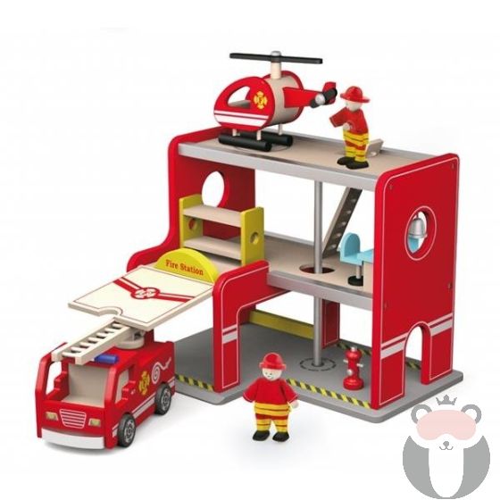 Дървена пожарна станция Viga toys
