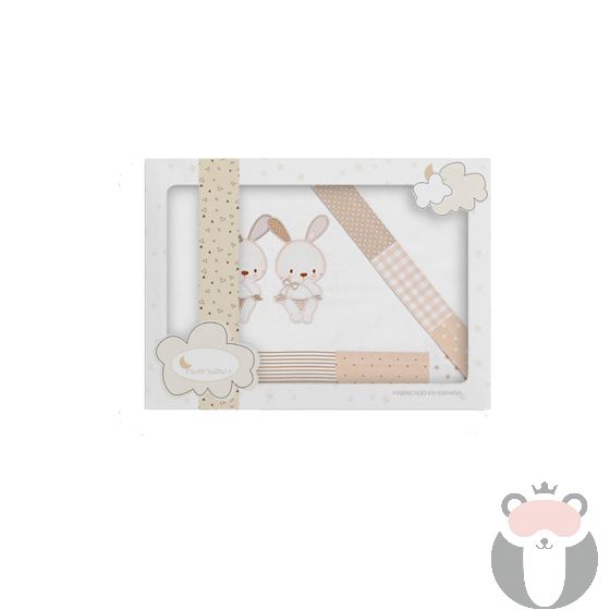 INTERBABY бебешки спален комплект от 3части за Two Little Rabbits (70/140см)