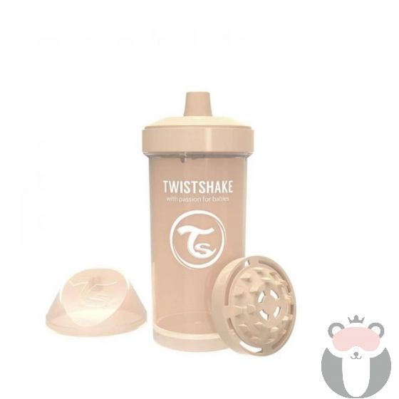 Детска чаша с шейкър 360 мл 12+ месеца бежова Twistshake
