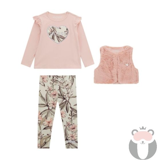 Guess Детски комплект за момиче 3 части PINK ROSES