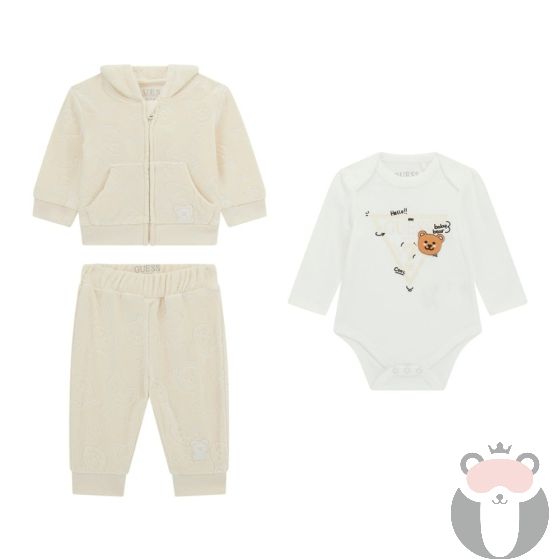 Guess Bear Бебешки плюшен комплект унисекс CREAM WHITE