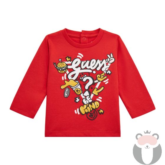 Guess Бебешка блуза с дълъг ръкав за момче RAPID RED