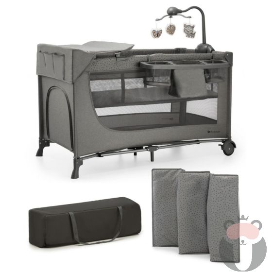 Бебешка кошара Kinderkraft  JOY FULL 2 бебешка кошара с аксесоаври,  DARK GREY