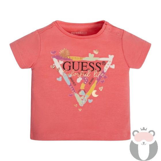 Guess Smart Бебешка тениска PLASTIC PINK