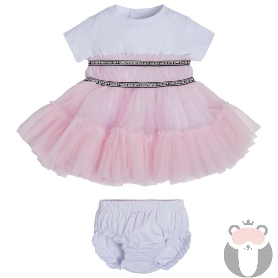 Guess Официална бебешка рокля с гащички MISTY LAVANDER