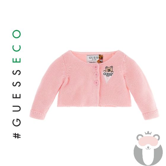 Guess Бебешка плетена жилетка Bear Sweet Pink