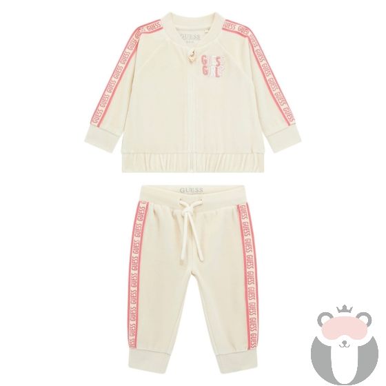 Guess Бебешки сет с надписи CREAM WHITE