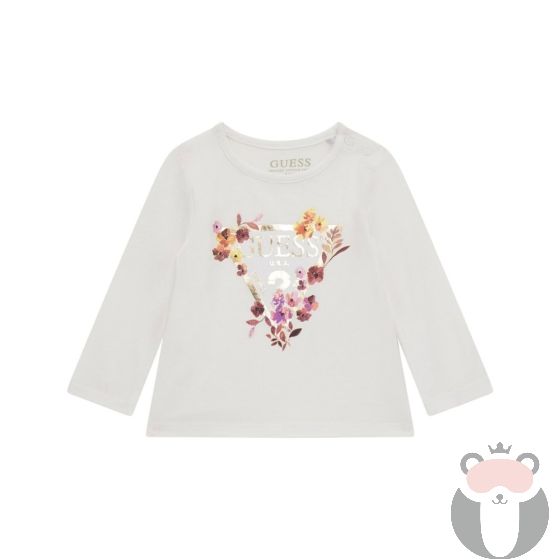 Guess Бебешка блуза с дълъг ръкав Flowers White