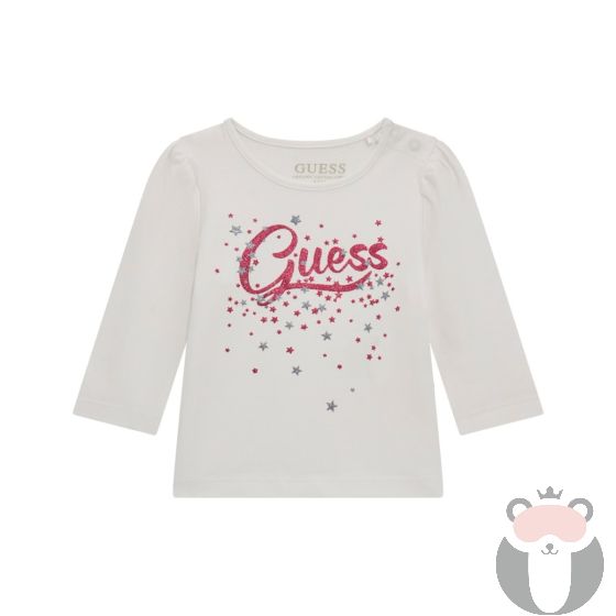 Guess Бебешка блуза с дълъг ръкав Star White