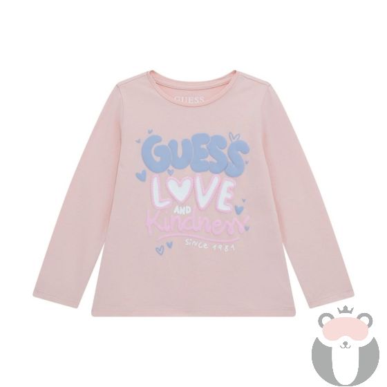 Guess Детска блуза с дълъг ръкав PINK ROSES