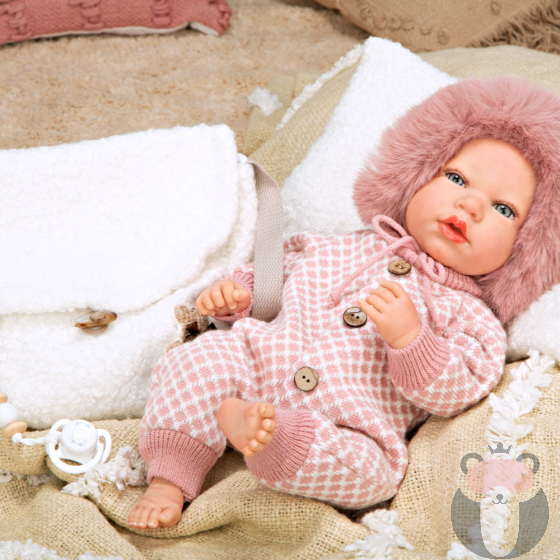 Arias Кукла-бебе Мануела с бяла чанта и възглавничка - 40 см