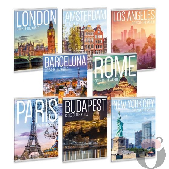 Ars Una Тетрадка А5 с широки редове Cities of the world, 3бр. в опаковка