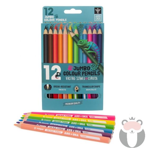 Ars Una Цветни моливи Jumbo 12 бр. триъгълни 