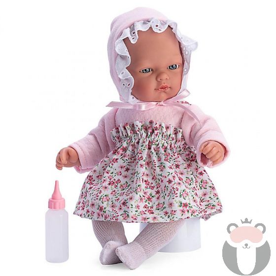 Кукла-бебе Оли с розова шапка и поличка на цветя, Asi dolls