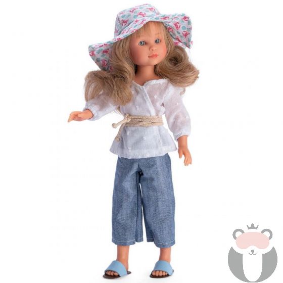Кукла Силия с дънков пантало и лятна шапка, Asi dolls