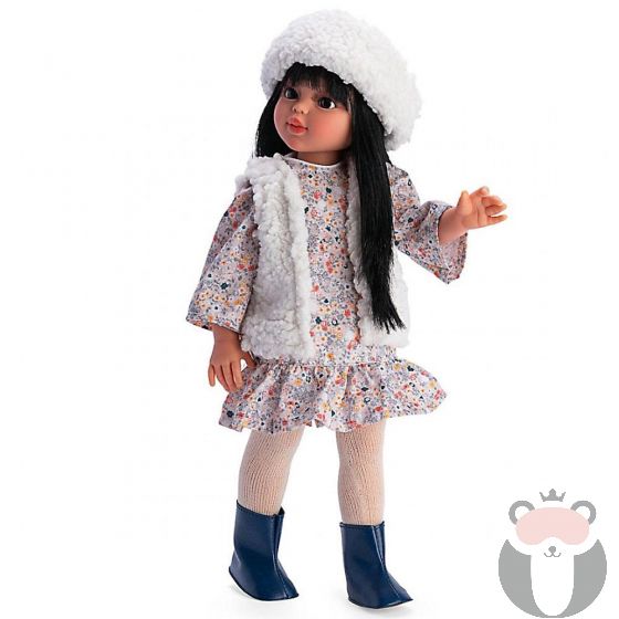 Кукла Сабрина с цветна рокля шапка и елек, Asi dolls