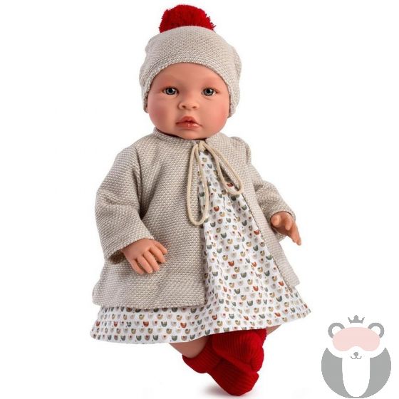Кукла-бебе Лея с шапка с червен пискюл, Asi dolls