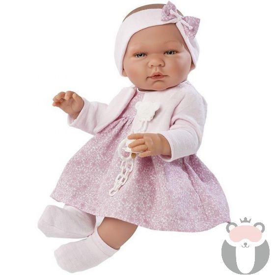 Кукла бебе Мария с розова рокличка и плетена жилетка, Asi dolls