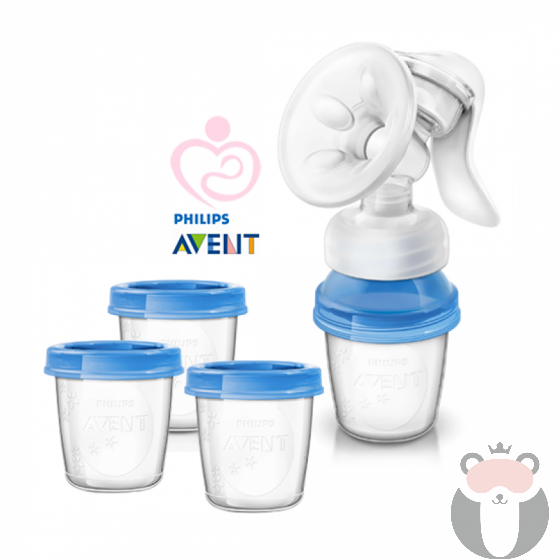 Philips AVENT Механична помпа за изцеждане на кърма Comfort с контейнери VIA SCF330/13