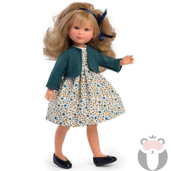 Кукла Силия с цветна рокля и плетена жилетка, 30 см, Asi dolls