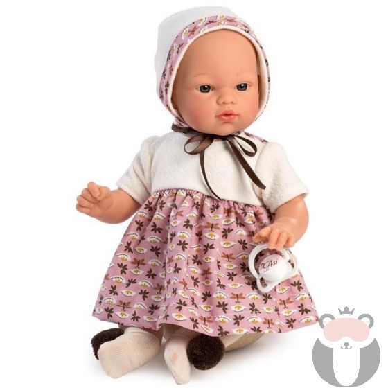Кукла-бебе Коке с рокля и терлички с помпони, Asi dolls