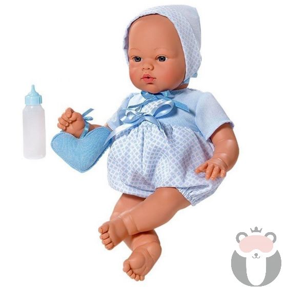 Кукла-бебе Коке със синьо костюмче и чантичка, Asi dolls