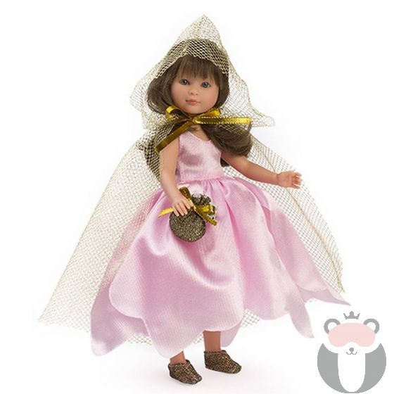 Кукла Силия фея с розова рокля и златно наметало, 30 см, Asi dolls