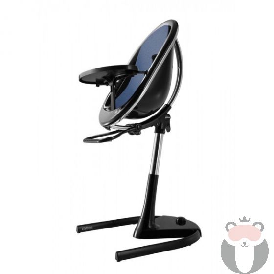 Mima Мултифункционален детски стол за хранене с черна рамка Moon, Denim