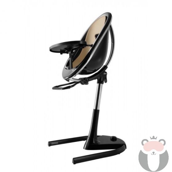 Mima Мултифункционален детски стол за хранене с черна рамка Moon, Latte