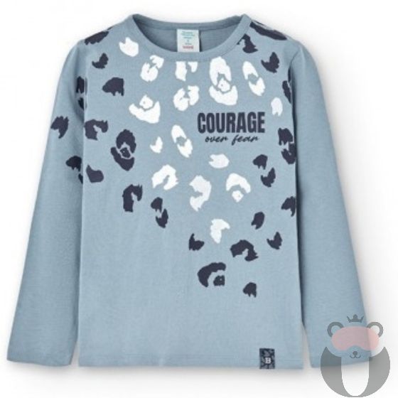 Boboli Памучна блуза Love wild, синя