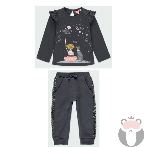 Boboli бебешки комплект - долнище с пайети и блуза с дълъг ръкав 