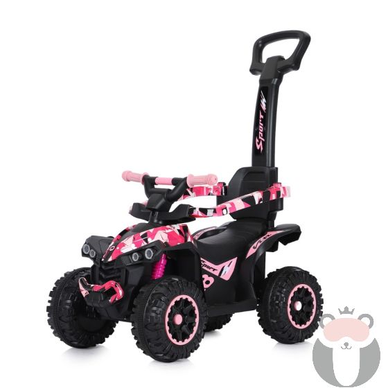 Chipolino Количка за яздене с дръжка "ATV , розов/бял