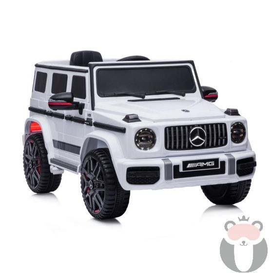 Chipolino Eлектрически джип Mercedes G63 AMG, Бял, EVA гуми, кожа