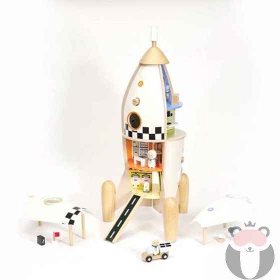 Classic World Дървена играчка с активности - Космическа ракета