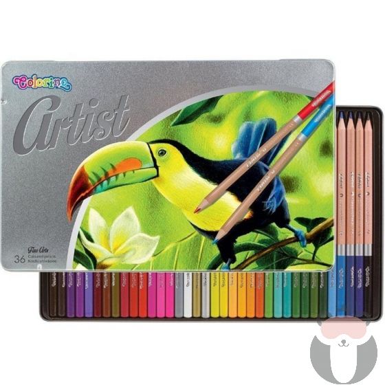 Colorino Цветни моливи Artist 36 цвята в метална кутия