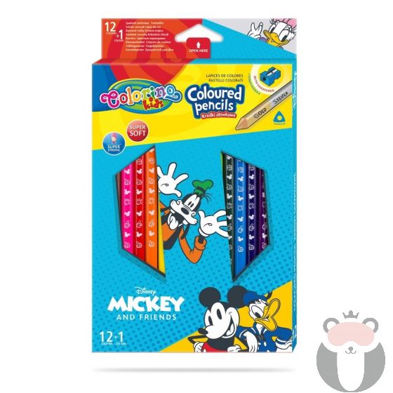 Colorino Цветни моливи 12 +1 цвята и острилка Disney Mickey Mouse & Friends