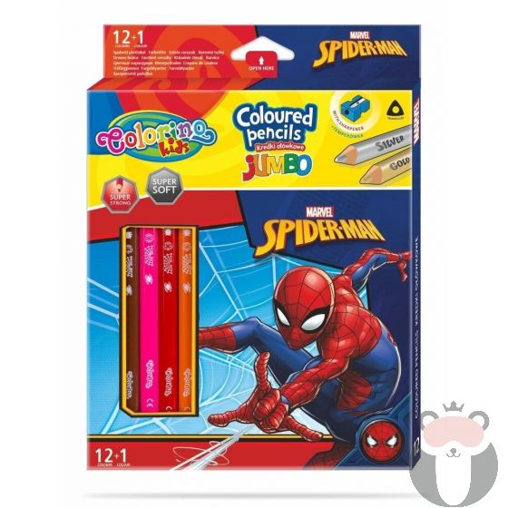 Colorino JUMBO 12 +1 цвята и острилка Spiderman Disney 