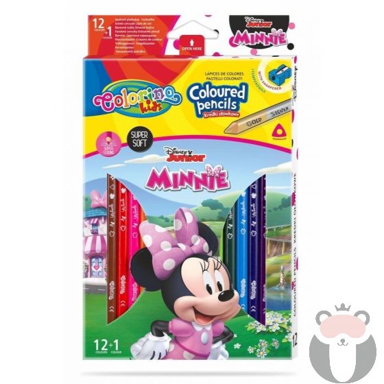 Colorino Цветни моливи 12 +1 цвята и острилка Minnie Mouse Disney