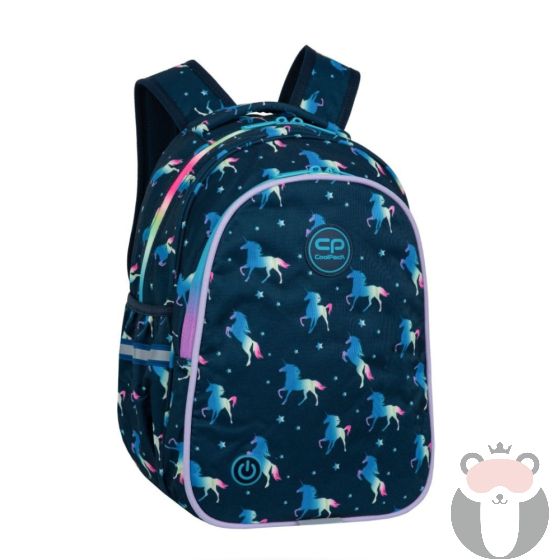 Coolpack Светеща ученическа раница JIMMY - Blue unicorn